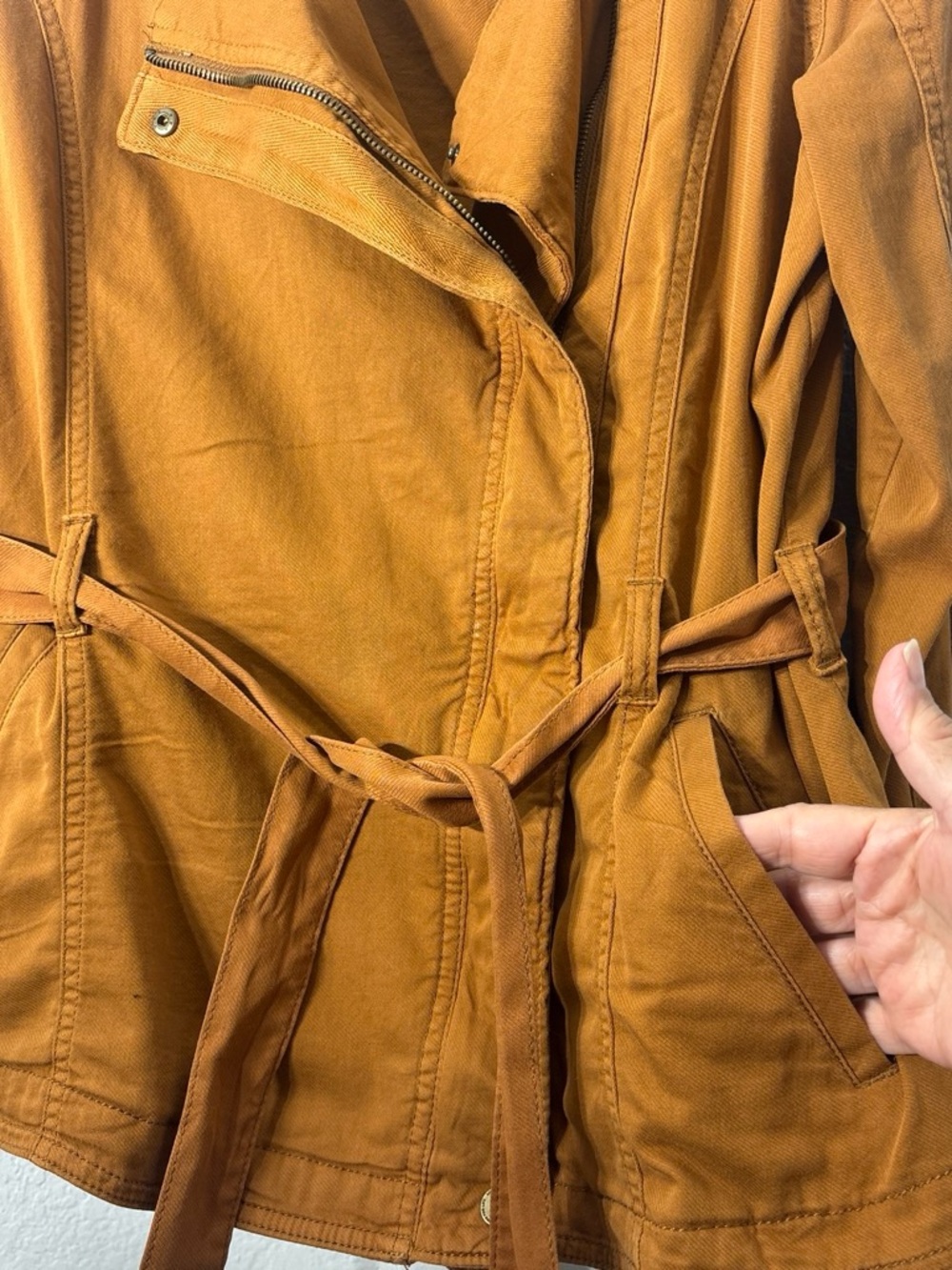 Sonoma Women's Rust Orange Utility Jacket with Waist Tie - Picture 2 of 4